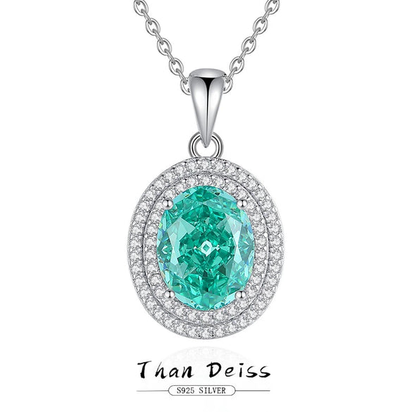 Wholesale Women's Oval Pendant Necklace 925 Sterling Silver High Carbon Diamond Geometric Design