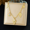 Wholesale Women's Pastoral Style Stainless Steel Electroplated Flower Pendant Necklace With Flat Cross Chain