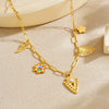 Wholesale Women's Pastoral Style Stainless Steel Electroplated Flower Pendant Necklace With Flat Cross Chain