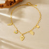 Wholesale Women's Pastoral Style Stainless Steel Electroplated Flower Pendant Necklace With Flat Cross Chain