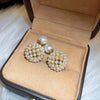 Wholesale Women's Pearl And Zircon Earrings High Sense Geometric Retro Light Luxury Electroplated