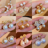 Wholesale Women's Pearl And Zircon Earrings High Sense Geometric Retro Light Luxury Electroplated