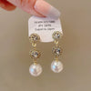 Wholesale Women's Pearl And Zircon Earrings High Sense Geometric Retro Light Luxury Electroplated