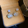 Wholesale Women's Pearl And Zircon Earrings High Sense Geometric Retro Light Luxury Electroplated