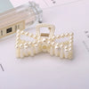 Wholesale Women's Pearl Hairpin Shark Clip With Baking Paint Bow Grip For Ponytail