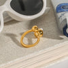 Wholesale Women's Pearl Ring In Geometric Design Made Of Stainless Steel With Electroplating Treatment