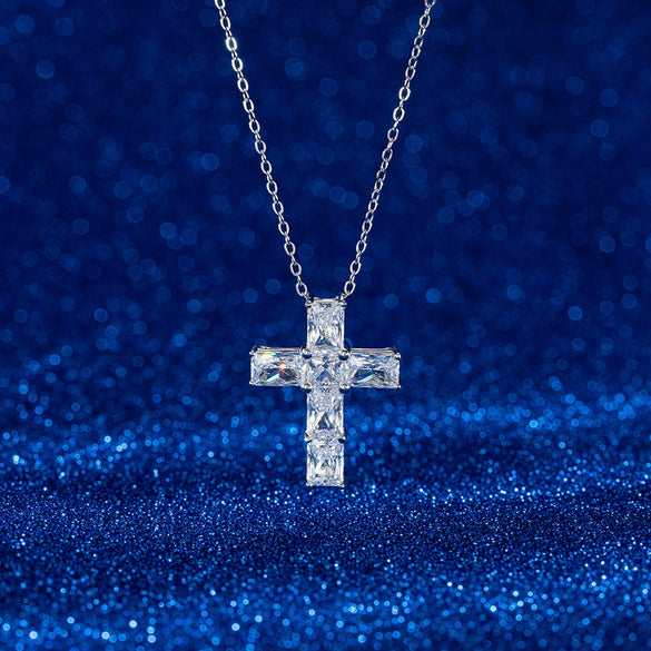 Wholesale Women's Pendant Chain Silver 925 Sterling Silver Geometric Cross Electroplated With Zircon