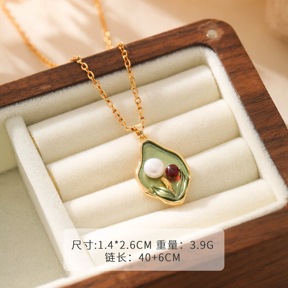 Wholesale Women's Pendant Necklace Copper Gold Plated Geometric Flower Drop Shape Electroplating French Retro Style