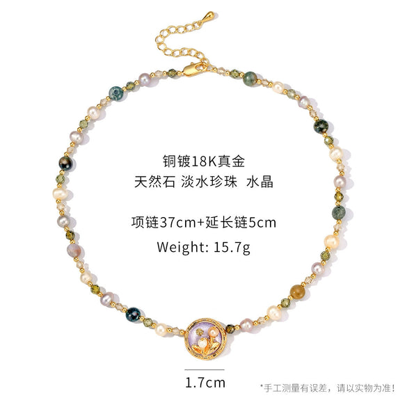 Wholesale Women's Pendant Necklace Copper Gold Plated Geometric Flower Drop Shape Electroplating French Retro Style
