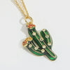 Wholesale Women's Pendant Necklace Copper Mixed Gemstone Setting Geometric Plants Flowers Style Electroplating Cactus Shape