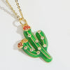 Wholesale Women's Pendant Necklace Copper Mixed Gemstone Setting Geometric Plants Flowers Style Electroplating Cactus Shape