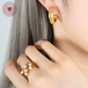 Wholesale Women's Personality Bracelet And Earrings Set Made Of Titanium Steel And Zircon With Electroplating And Embossed Design