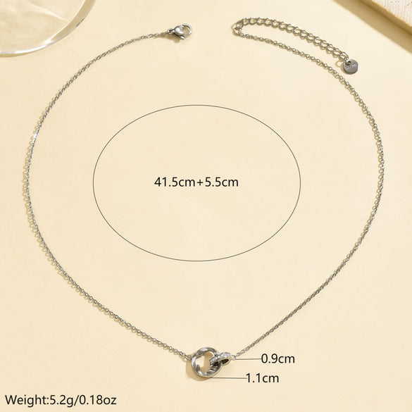 Wholesale Women's Personality Geometric Titanium Steel Electroplated Necklace With Interlocking Double Rings