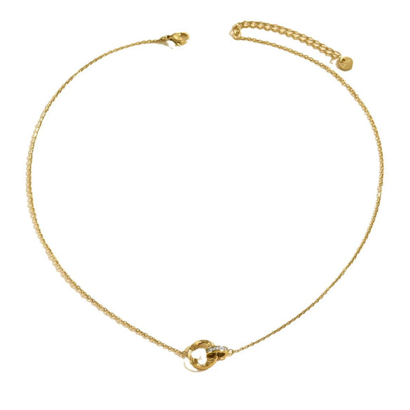 Wholesale Women's Personality Geometric Titanium Steel Electroplated Necklace With Interlocking Double Rings