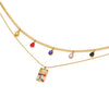 Wholesale Women's Personality Star Moon Double Chain Necklace In Stainless Steel With Geometric Design And Dripping Oil Treatment