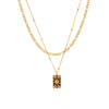 Wholesale Women's Personality Star Moon Double Chain Necklace In Stainless Steel With Geometric Design And Dripping Oil Treatment