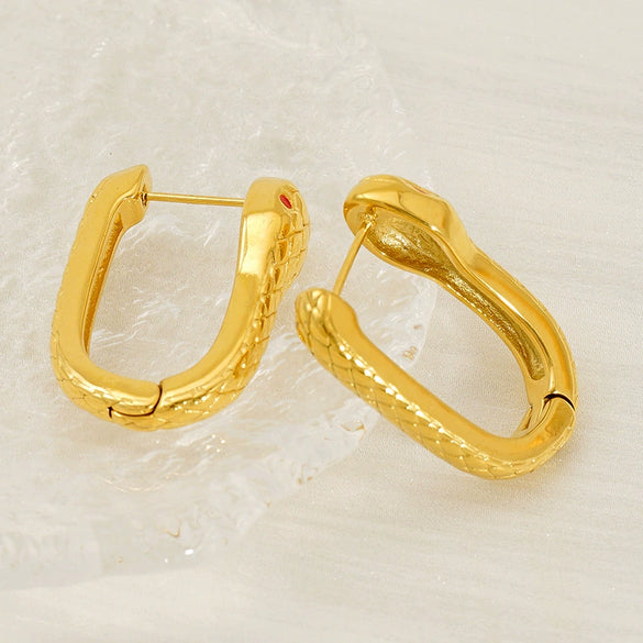 Wholesale Women's Personalized Geometric Snake Earrings Titanium Steel Gold Plated