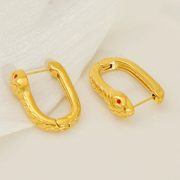 Wholesale Women's Personalized Geometric Snake Earrings Titanium Steel Gold Plated