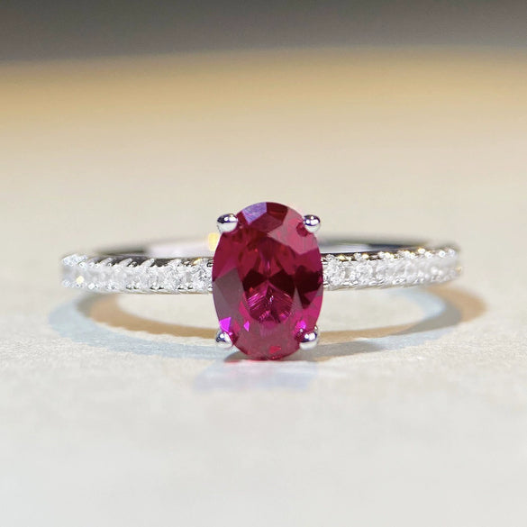 Wholesale Women's Pigeon Egg Ring S925 Sterling Silver Geometric Electroplating Purple Diamond
