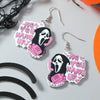 Wholesale Women's Pink Acrylic Ghost Letter Earrings With Geometric Pattern Fashion Creative Uninlaid