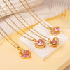 Wholesale Women's Pink Love Sweet Copper Zircon Heart Pendant Necklace With Electroplating And O Word Chain In Light Luxury Style