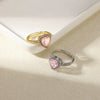 Wholesale Women's Pink Love Zircon Copper Heartshaped Ring Set With Diamonds Retro Versatile Open Light Luxury Palace Style Geometric