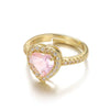 Wholesale Women's Pink Love Zircon Copper Heartshaped Ring Set With Diamonds Retro Versatile Open Light Luxury Palace Style Geometric