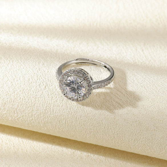 Wholesale Women's Pink Love Zircon Copper Heartshaped Ring Set With Diamonds Retro Versatile Open Light Luxury Palace Style Geometric