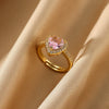 Wholesale Women's Pink Love Zircon Copper Heartshaped Ring Set With Diamonds Retro Versatile Open Light Luxury Palace Style Geometric