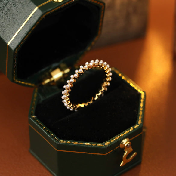 Wholesale Women's Plain Pearl Ring Copper Geometric Electroplating Style