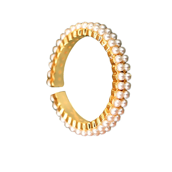 Wholesale Women's Plain Pearl Ring Copper Geometric Electroplating Style