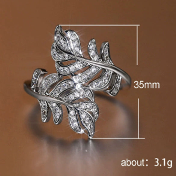 Wholesale Women's Plant Flower Leaf Style Copper Ring With Zircon