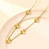 Wholesale Women's Plants And Flowers Four Leaf Clover Stainless Steel Jewelry Set Electroplated O Word Chain Necklace Bracelet Earring