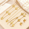 Wholesale Women's Plants And Flowers Four Leaf Clover Stainless Steel Jewelry Set Electroplated O Word Chain Necklace Bracelet Earring