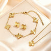 Wholesale Women's Plants And Flowers Four Leaf Clover Stainless Steel Jewelry Set Electroplated O Word Chain Necklace Bracelet Earring