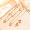Wholesale Women's Plants And Flowers Four Leaf Clover Stainless Steel Jewelry Set Electroplated O Word Chain Necklace Bracelet Earring