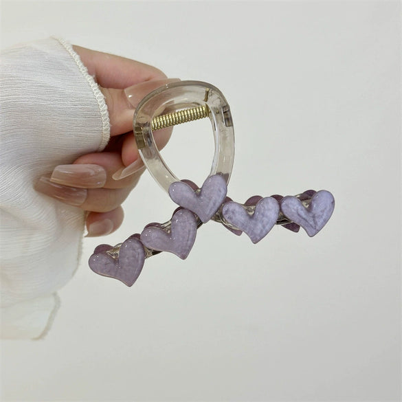 Wholesale Women's Plastic And Resin Handmade Heart Hair Clips Hair Accessories