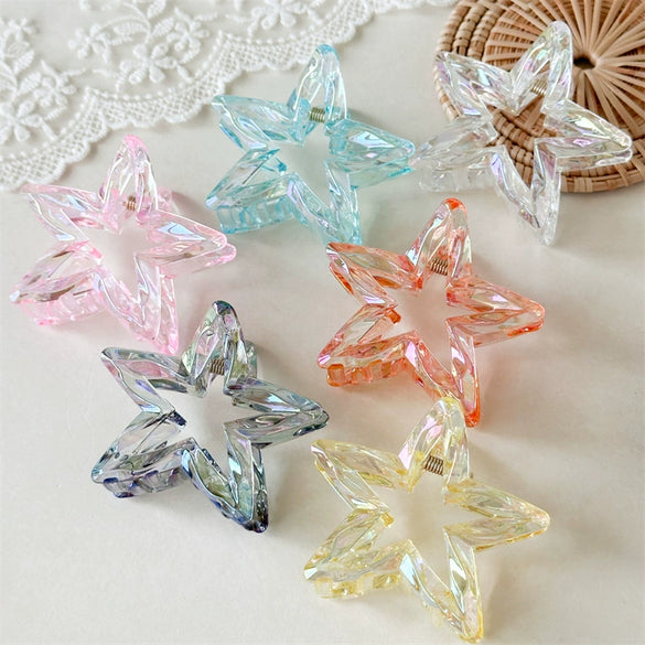 Wholesale Women's Plastic And Resin Laser Hollow Star Hair Claw Clip Simple Style Seiko Design