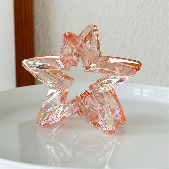 Wholesale Women's Plastic And Resin Laser Hollow Star Hair Claw Clip Simple Style Seiko Design