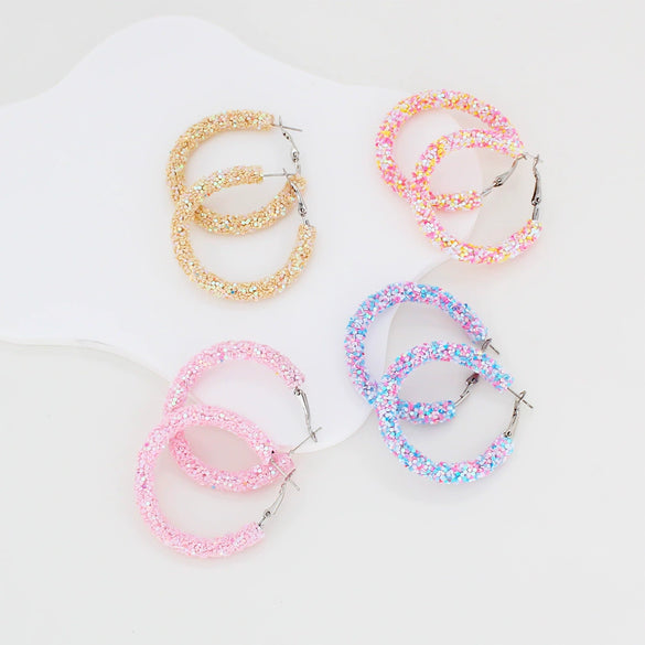 Wholesale Women's Plastic Iron Geometric Exaggerated Circle Earrings With Sequins And Electroplating