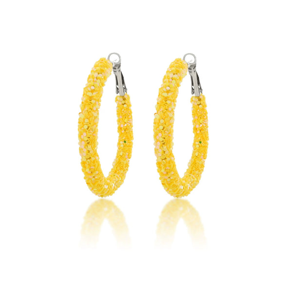 Wholesale Women's Plastic Iron Geometric Exaggerated Circle Earrings With Sequins And Electroplating
