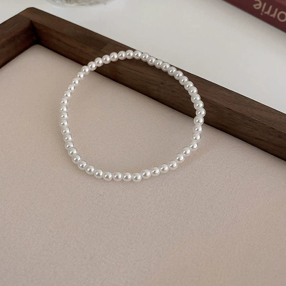 Wholesale Women's Plastic Resin Geometric Handmade Pearl Elastic Bracelet