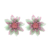 Wholesale Women's Plastic Resin Hand Knitted Flower Multilayered Exaggerated Earrings