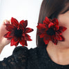 Wholesale Women's Plastic Resin Hand Knitted Flower Multilayered Exaggerated Earrings