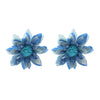 Wholesale Women's Plastic Resin Hand Knitted Flower Multilayered Exaggerated Earrings