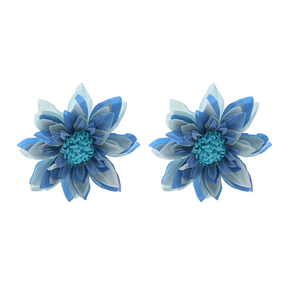 Wholesale Women's Plastic Resin Hand Knitted Flower Multilayered Exaggerated Earrings