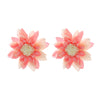 Wholesale Women's Plastic Resin Hand Knitted Flower Multilayered Exaggerated Earrings