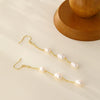Wholesale Women's Plated Brass Fresh Water Pearl Drop Earrings With Geometric Pattern And Tassel Style