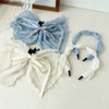 Wholesale Women's Pleated Fabric Pearl Bow Doublelayer Oversized Handmade Mixed Materials Hair Tie Sweet Style Hair Accessory