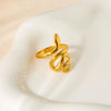 Wholesale Women's Pop Style Stainless Steel Electroplated Snakeshaped Open Ring Jewelry